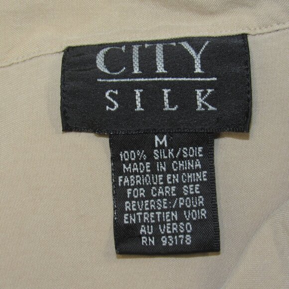 Vintage Y2K 90s City Silk 100% Silk Tan Sleeveless Blouse Shirt sz M Old Money - Picture 3 of 3